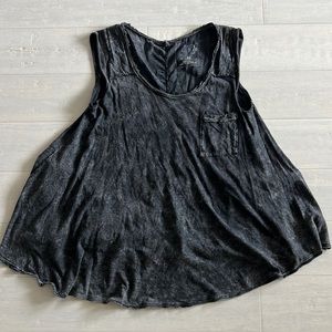 Free People We the Free Loose Flowing Black Distressed Pocket Tee